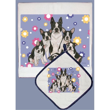 BAKEBETTER Dish Towel and Pot Holder Set - Boston Terrier Family BA2633767